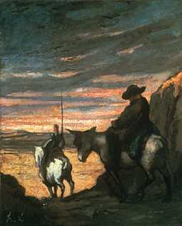 Don Quichotte et Sancho Pança, huile sur toile